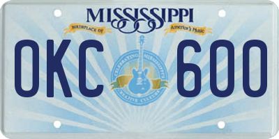 MS license plate OKC600