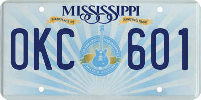 MS license plate OKC601