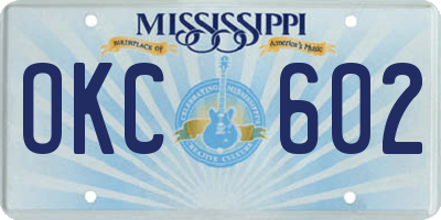 MS license plate OKC602