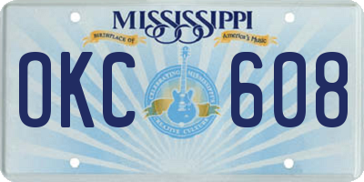 MS license plate OKC608