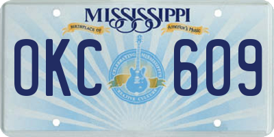 MS license plate OKC609