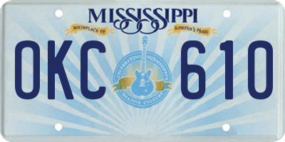 MS license plate OKC610
