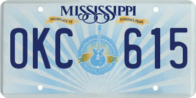 MS license plate OKC615