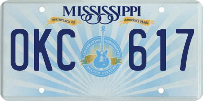 MS license plate OKC617