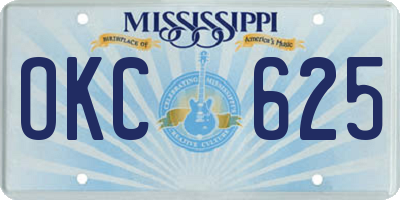 MS license plate OKC625