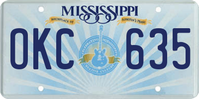 MS license plate OKC635