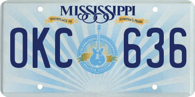 MS license plate OKC636