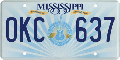 MS license plate OKC637