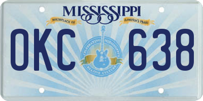 MS license plate OKC638
