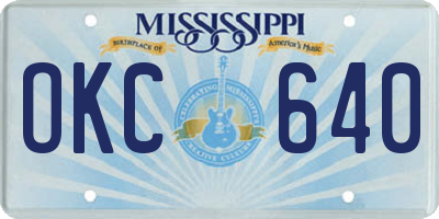 MS license plate OKC640