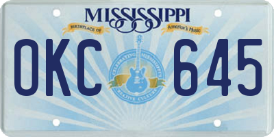 MS license plate OKC645
