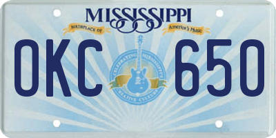 MS license plate OKC650
