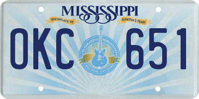 MS license plate OKC651