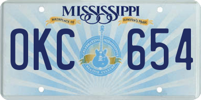 MS license plate OKC654