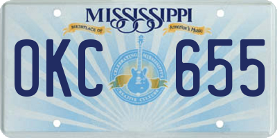 MS license plate OKC655