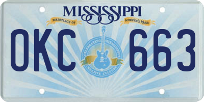 MS license plate OKC663
