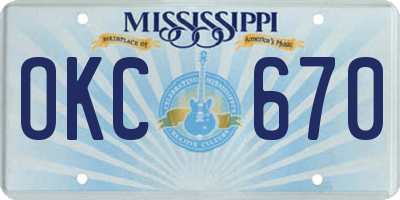 MS license plate OKC670