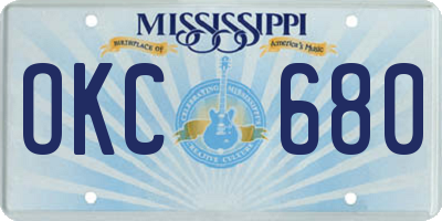 MS license plate OKC680