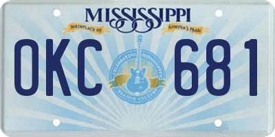 MS license plate OKC681