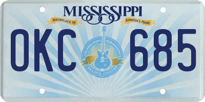 MS license plate OKC685
