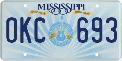 MS license plate OKC693