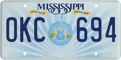MS license plate OKC694