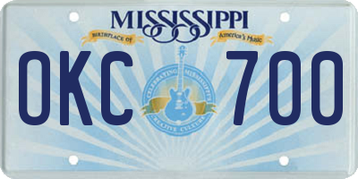 MS license plate OKC700