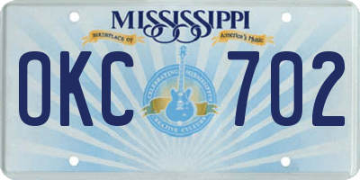MS license plate OKC702