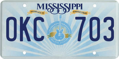 MS license plate OKC703