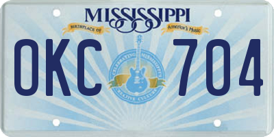 MS license plate OKC704