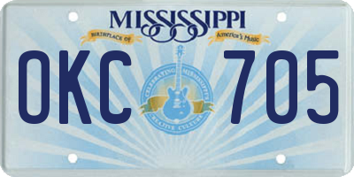 MS license plate OKC705