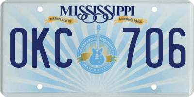 MS license plate OKC706
