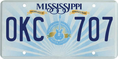 MS license plate OKC707