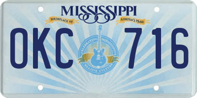 MS license plate OKC716