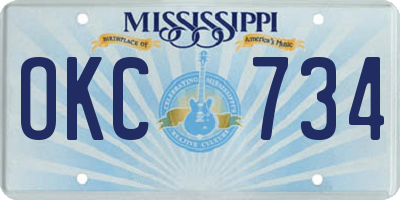 MS license plate OKC734