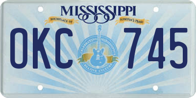 MS license plate OKC745