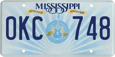 MS license plate OKC748