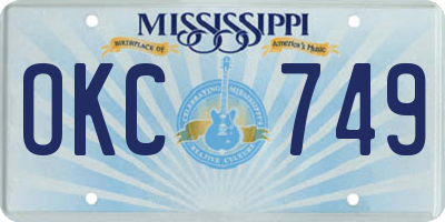 MS license plate OKC749