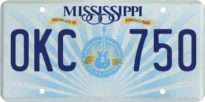 MS license plate OKC750