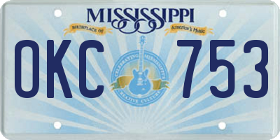 MS license plate OKC753