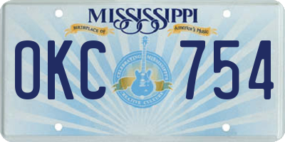 MS license plate OKC754