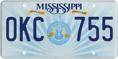 MS license plate OKC755