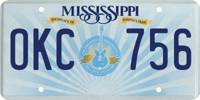 MS license plate OKC756