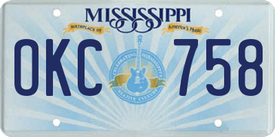 MS license plate OKC758