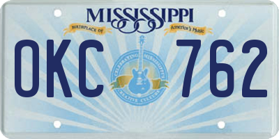 MS license plate OKC762