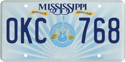 MS license plate OKC768