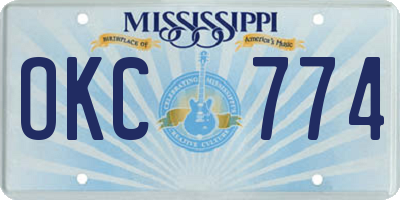 MS license plate OKC774