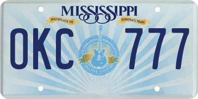 MS license plate OKC777