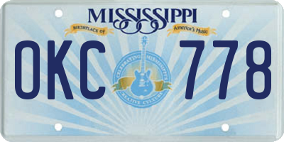 MS license plate OKC778