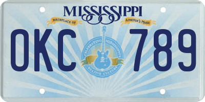 MS license plate OKC789